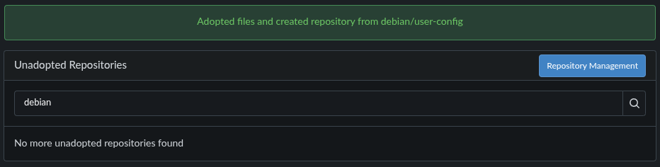 Unadopted Repositories dialog